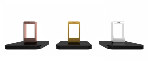 Poster - Colorful Smartphone, mobile phone icon isolated on white background. Minimalism concept. 3D render illustration