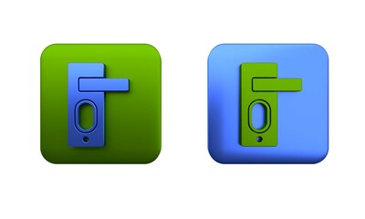 Poster - Colorful Fingerprint door lock icon isolated on white background. ID app icon. Identification sign. Touch id. Square button. 3D render illustration