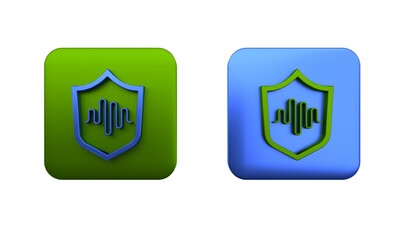 Poster - colorful shield voice recognition icon isolated on white background. voice biometric access authenti