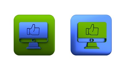 Poster - Colorful Hand like icon isolated on white background. Square button. 3D render illustration