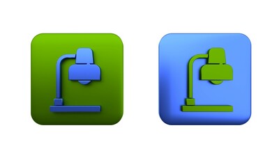 Poster - Colorful Table lamp icon isolated on white background. Square button. 3D render illustration