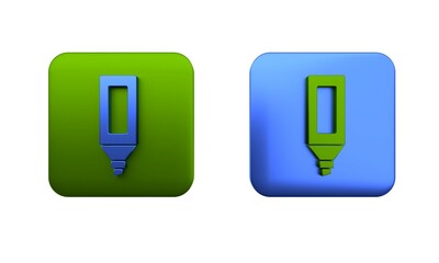 Poster - Colorful Marker pen icon isolated on white background. Square button. 3D render illustration