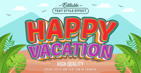 Poster - Editable text style effect - Happy Vacation text style theme.