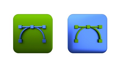 Poster - Colorful Bezier curve icon isolated on white background. Pen tool icon. Square button. 3D render illustration