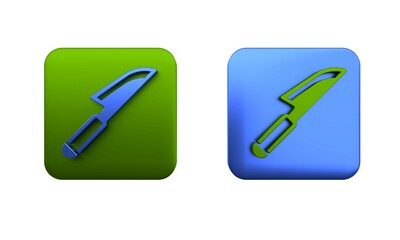 Poster - Colorful Knife icon isolated on white background. Cutlery symbol. Square button. 3D render illustration