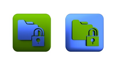 Poster - colorful folder and lock icon isolated on white background. closed folder and padlock. security, saf