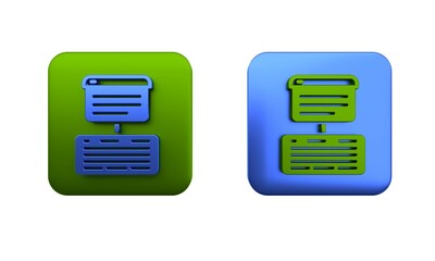 Aufkleber - Colorful Server, Data, Web Hosting icon isolated on white background. Square button. 3D render illustration