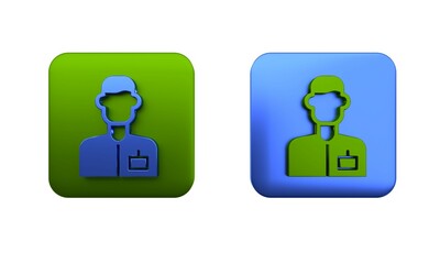 Poster - Colorful Analyst engineer icon isolated on white background. Square button. 3D render illustration
