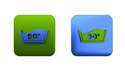 Poster - colorful washing under 90 degrees celsius icon isolated on white background. temperature wash. squar