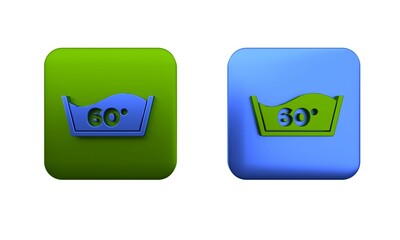 Poster - colorful washing under 60 degrees celsius icon isolated on white background. temperature wash. squar