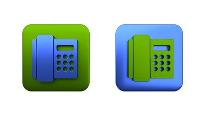Poster - Colorful Telephone handset icon isolated on white background. Phone sign. Square button. 3D render illustration