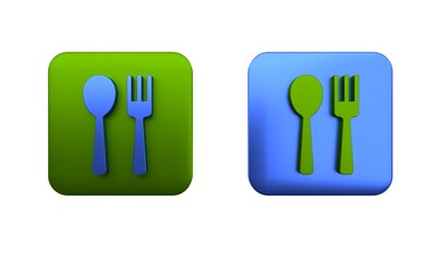 Poster - colorful fork and spoon icon isolated on white background. cooking utensil. cutlery sign. square but