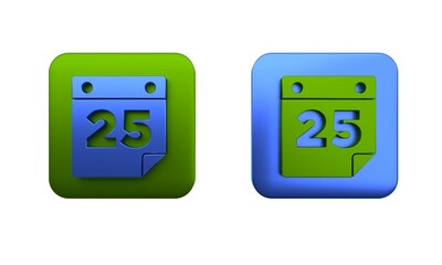 Poster - Colorful Calendar icon isolated on white background. Event reminder symbol. Merry Christmas and Happy New Year. Square button. 3D render illustration