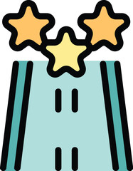 Poster - Highway leading to three stars, symbolizing the concept of reputation and achieving a high rating
