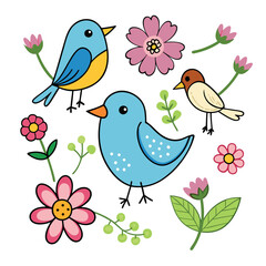 Naklejka na meble Water color bird And plants vector art illustration Generative Ai