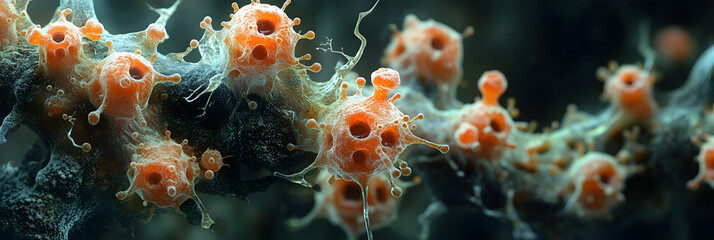 Aufkleber - Detailed Microscopic Visualization of Viral Structures and Infectious Microorganisms.