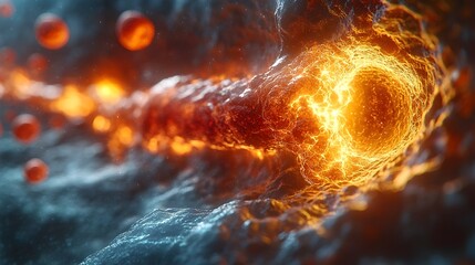 Aufkleber - Dramatic and fiery explosion engulfing a dark,ominous space with intense,swirling energy and chaotic,destructive power. Representing concepts of danger,crisis,turbulence,and the raw force of nature.