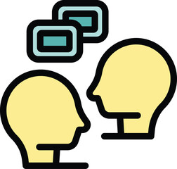 Poster - Two people exchanging ideas, represented by speech bubbles, during a brainstorming session