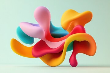 Poster - Exploring dynamic abstract shapes in fluid motion a colorful journey through art and creativity