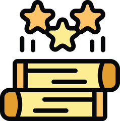 Poster - Three stars appearing above two books representing a three star book review