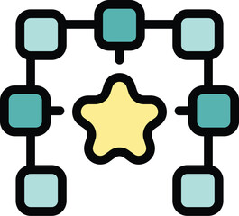 Poster - Blockchain network connecting multiple blocks around a star icon, representing a decentralized system