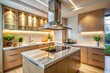 © prapatsorn - Modern Kitchen Design with Beige Hood and Electric Ventilation System for Stylish Interiors