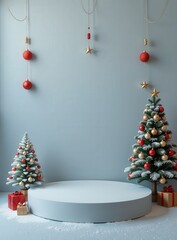 Wall Mural - christmas tree and decorations on the table