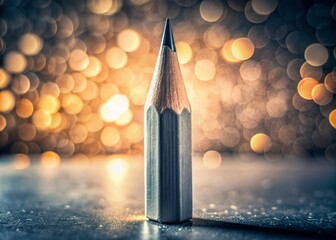 New Gray Triangular Pencil Isolated in Low Light with Soft Shadows and Textured Background for Creative Art and