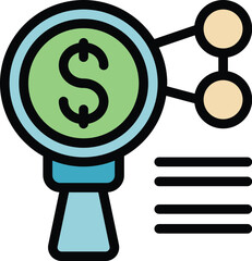 Poster - Magnifying glass is analyzing a financial network, highlighting the interconnected nature of business data and financial markets