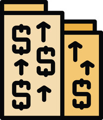 Poster - Buildings with dollar signs and up arrows are representing economic growth