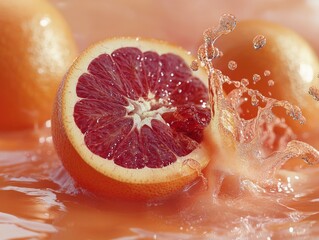 Poster - Fresh grapefruit with water