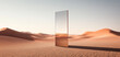 © Suritong - Reflective mirror in desert landscape, minimalistic serene scene with sand dunes.