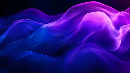 Wall Mural - Swirling waves of colorful smoke in smooth curves create a flowing, artistic pattern of blue and purple flames against a dark background