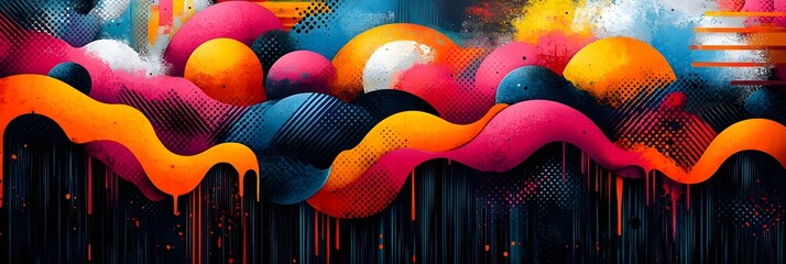 Poster - Vibrant Liquid Flows:A Surreal and Dynamic Digital Art Composition Featuring Flowing,Colorful Shapes and Textures. This Captivating Abstract Design Creates a Sense of Movement,Energy,and Emotion.