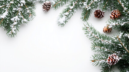 Wall Mural - Christmas background with snow isolated on white.Copy space.