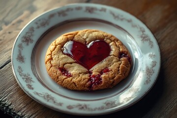 Wall Mural - Heart Shaped Cookie on Plate