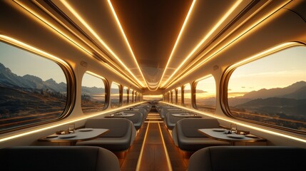 Poster - Softly Lit Interior of an Empty Train Car