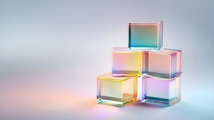 Poster - holographic cube blocks with multidimensional effects - premium visuals for creative designs and stu