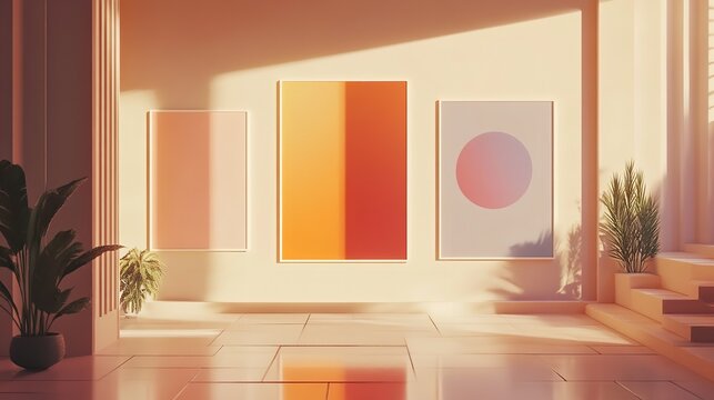 Trendy contemporary set of abstract art, creative minimalist hand painted compositions for wall decoration, postcard or brochure cover design in vintage style art.