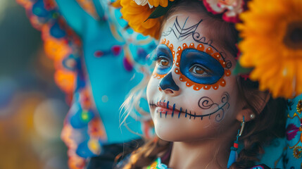 Day Of The Dead, Young girl dressed as a Catrina her face