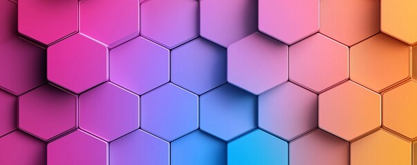 Poster - Vibrant Iridescent Hexagon - Futuristic Metallic Patterns with Holographic Glow and Symmetrical Design for Modern Art and Technology