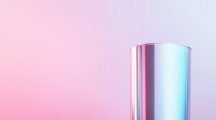 Poster - futuristic holographic cylinder with glowing edges - vibrant gradient flowing on metallic surfaces i