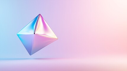 Poster - Vibrant Holographic Tetrahedron with Cosmic Edges - Reflective Metallic Texture and Gradient Hues in Stunning 169 Format