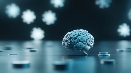 Poster - Exploring the intersection of technology and intelligence a mechanical brain surrounded by gears and creativity
