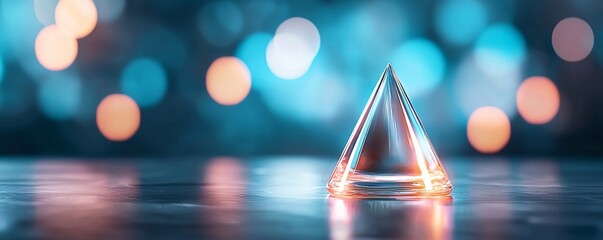 Poster - Futuristic Iridescent Cone with Reflective Edges - Stunning Metallic Texture and Sharp Light Reflection for Modern Design and Art Projects