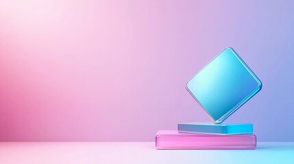 Poster - Holographic Rhombus with Metallic Texture - Glowing Iridescent Gradient on Sharp Cosmic Edges for Futuristic Abstract Designs