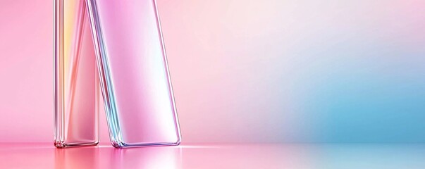 Poster - Vibrant Holographic Rhombus with Cosmic Edges - Stunning Reflective Geometry in a Colorful Gradient
