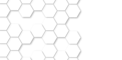 Abstract white background with hexagon and hexagonal background. Luxury white pattern with hexagons. abstract 3d hexagonal background with shadow. 3D futuristic abstract honeycomb mosaic background.