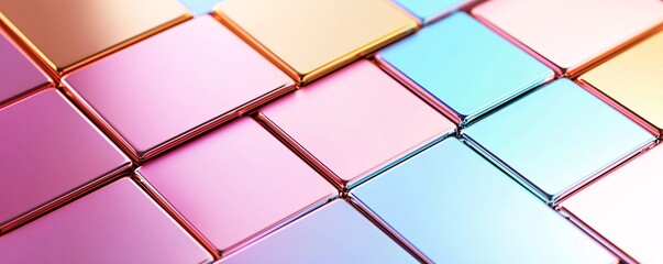 Poster - Vibrant Holographic Parallelogram - Abstract Futuristic Metallic Shape with Reflective Surfaces and Glowing Colors