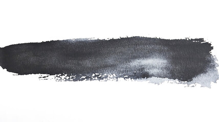 Black Watercolor Brush Stroke on White Background
